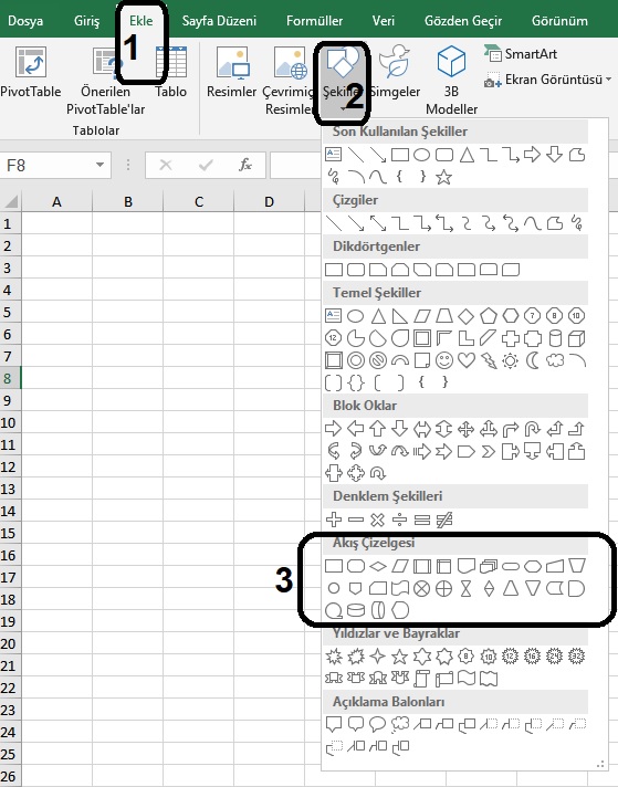 Excel akış şeması oluşturma